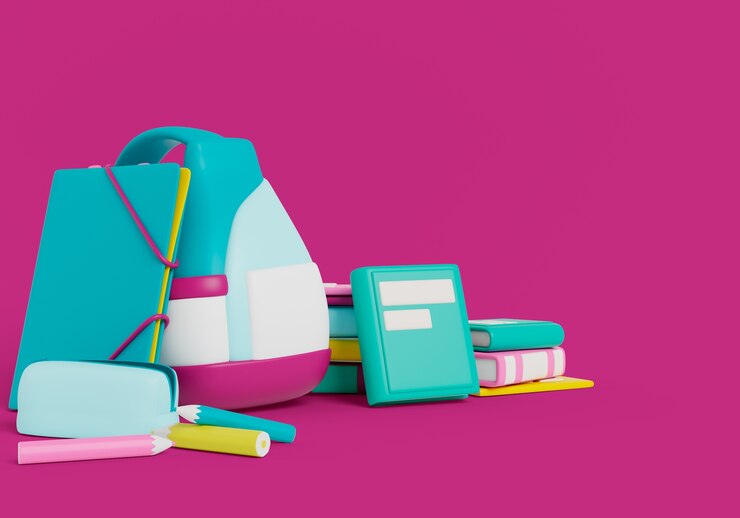 PSD Gratis 3d rendering of school supplies still life