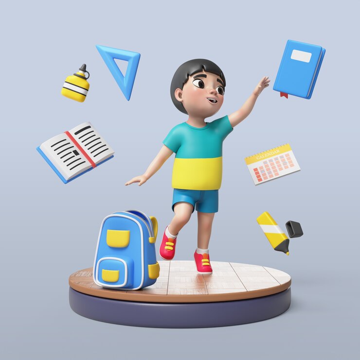 PSD Gratis 3d rendering of  student boy pose