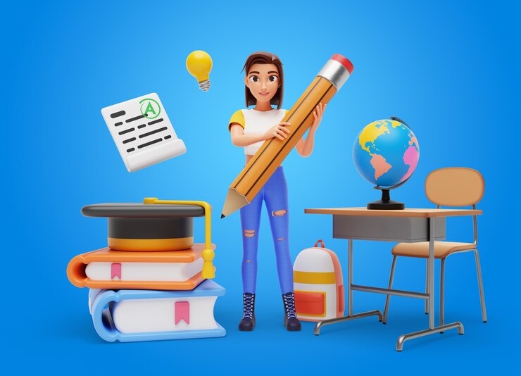 PSD Gratis 3d rendering of student character