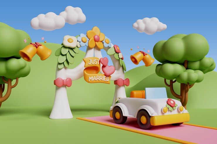 PSD Gratis 3d rendering of wedding illustration
