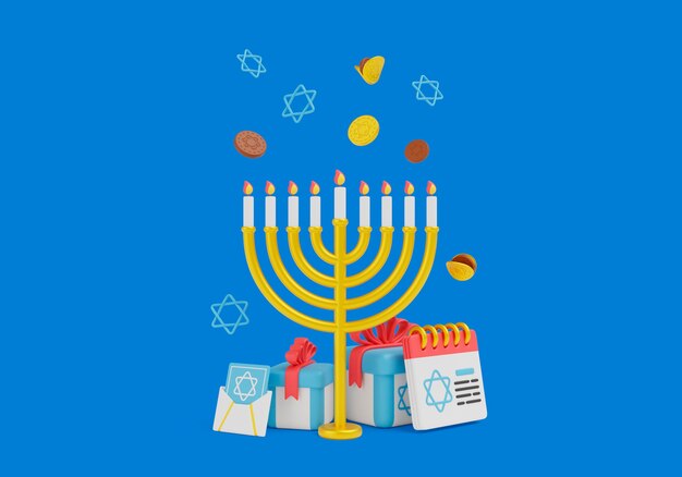 3d renderizado de fondo de hanukkah