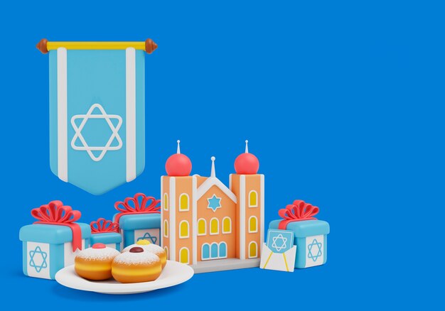 3d renderizado de fondo de hanukkah