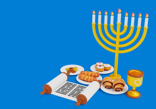 3d renderizado de fondo de hanukkah