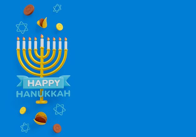 3d renderizado de fondo de hanukkah