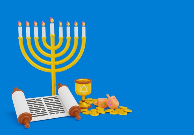 3d renderizado de fondo de hanukkah