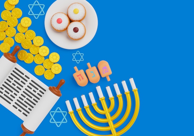 3d renderizado de fondo de hanukkah