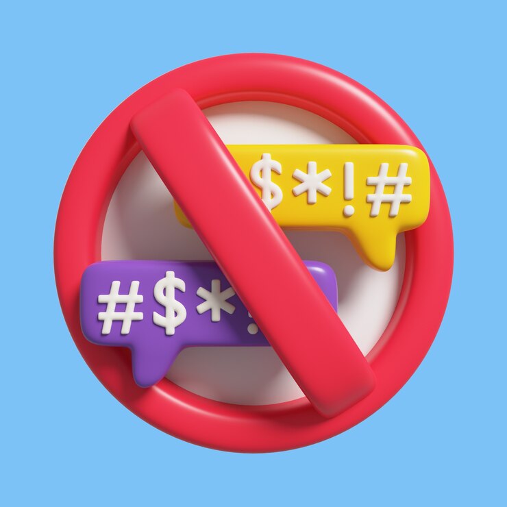 PSD Gratis 3d rules icon with swear words prohibited sign