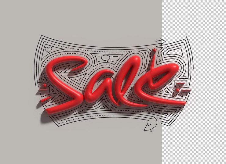 PSD Gratis 3d sale lettering typographical 3d illustration design