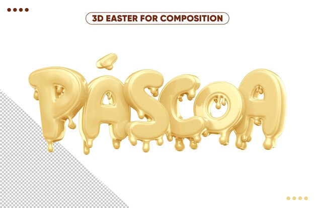 3d schrijven Pasen van gesmolten witte chocolade voor composities