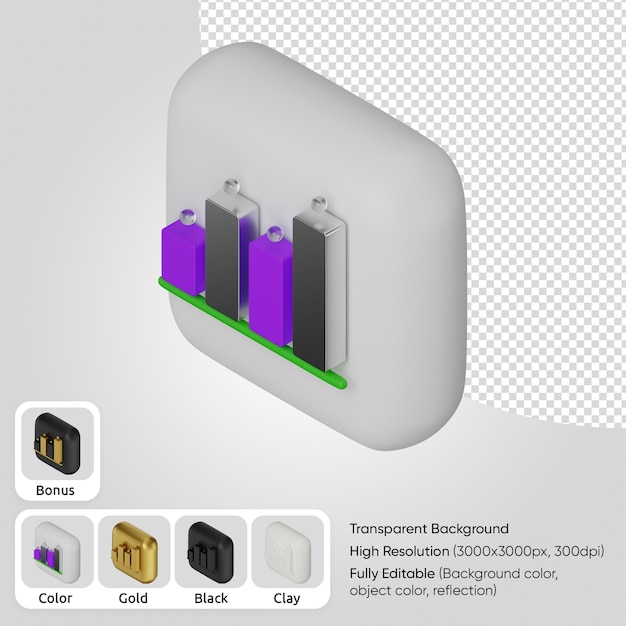 3d-staafdiagram pictogram isometrisch