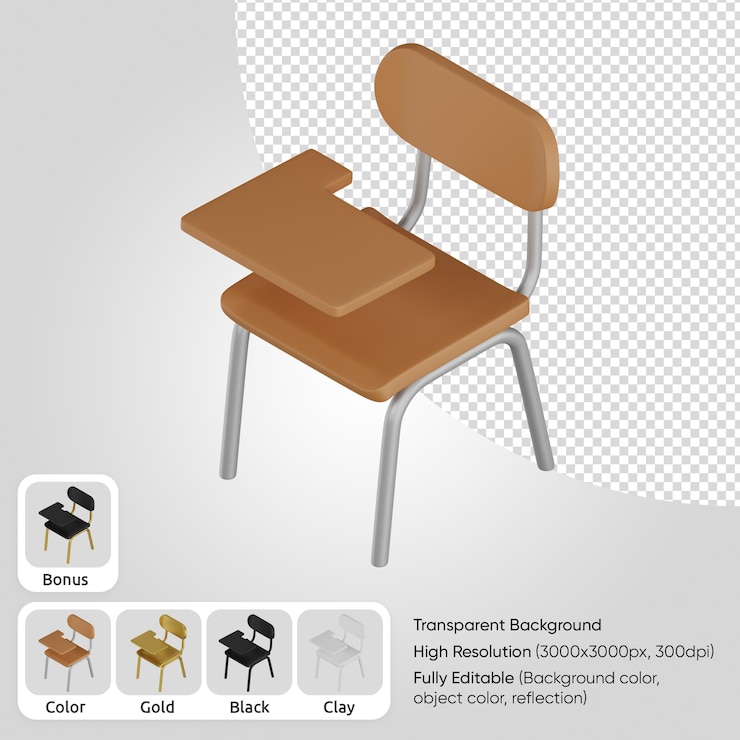PSD Gratis 3d student chair