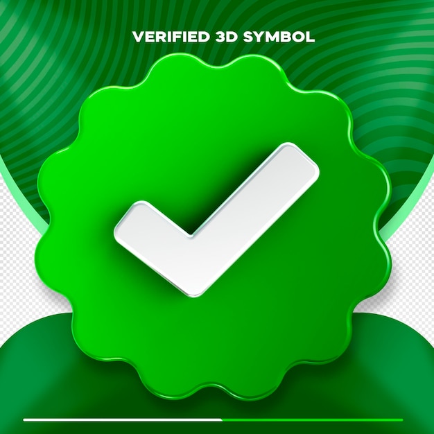 Gratis PSD 3d-symbool geïsoleerd sociale media icoon gecontroleerd ok groen en wit