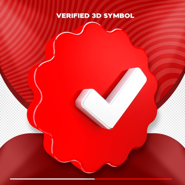 Gratis PSD 3d-symbool geïsoleerd sociale media icoon gecontroleerd ok rood en wit