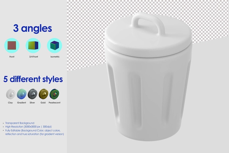 PSD Gratis 3d trash bin icon