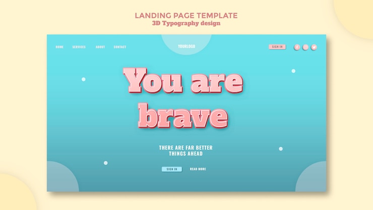 PSD Gratis 3d typography design landing page
