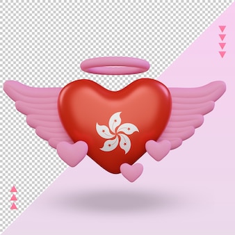 3d-valentijn liefde hongkong vlag rendering vooraanzicht