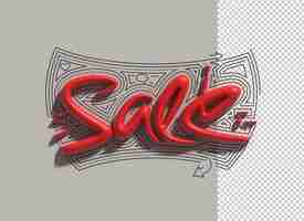 Gratis PSD 3d verkoop belettering typografisch 3d illustratie ontwerp