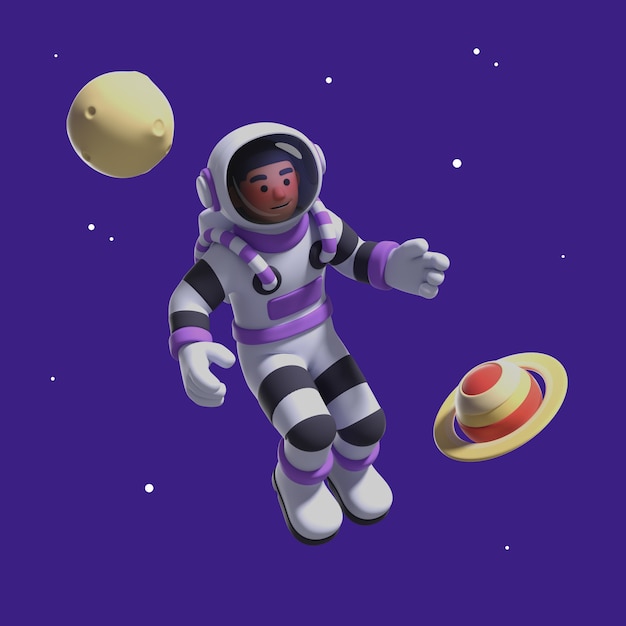 Gratis PSD 3d-weergave van astronaut personage.