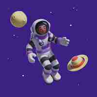 Gratis PSD 3d-weergave van astronaut personage.