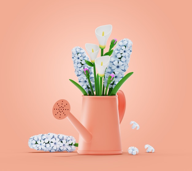 Gratis PSD 3d-weergave van bloemen stilleven