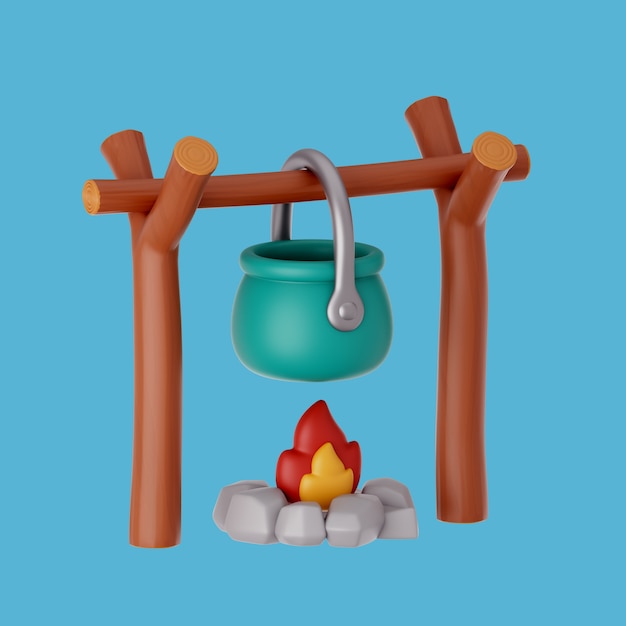 3d-weergave van campingpictogram