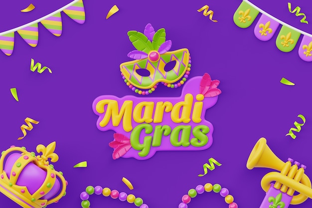 3D-weergave van de achtergrond van Mardi Gras