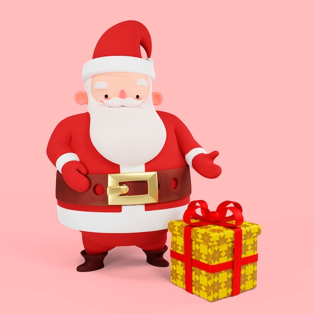 Gratis PSD 3d-weergave van de kerstman pose