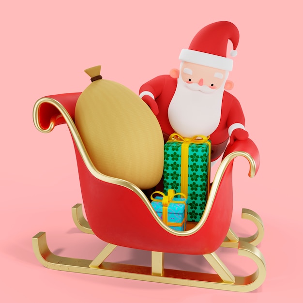 Gratis PSD 3d-weergave van de kerstman pose