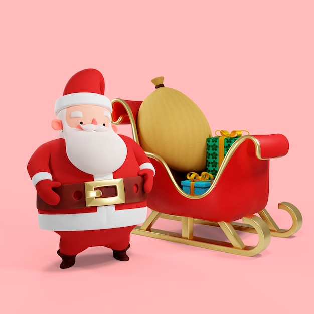 Gratis PSD 3d-weergave van de kerstman pose