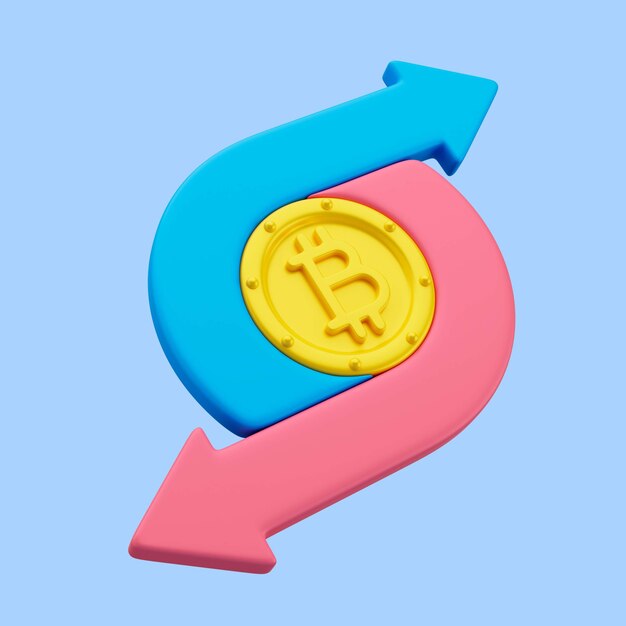 3D-weergave van de waarde van het bitcoin-pictogram