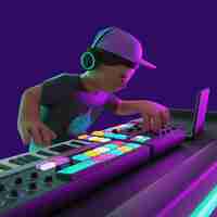 Gratis PSD 3d-weergave van dj-karakter