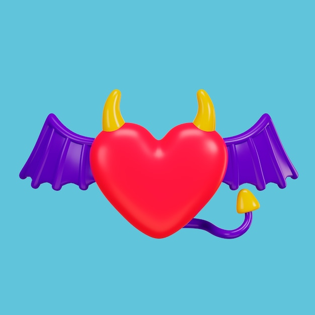 3d-weergave van duivel hart pictogram