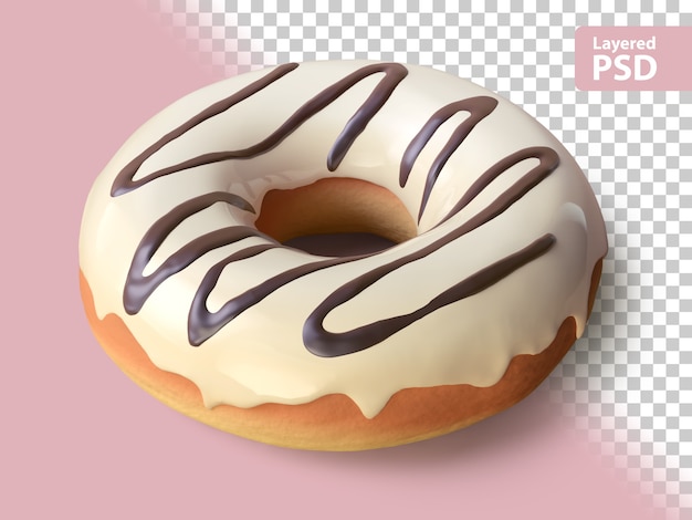 3D-weergave van een donut met witte chocolade topping