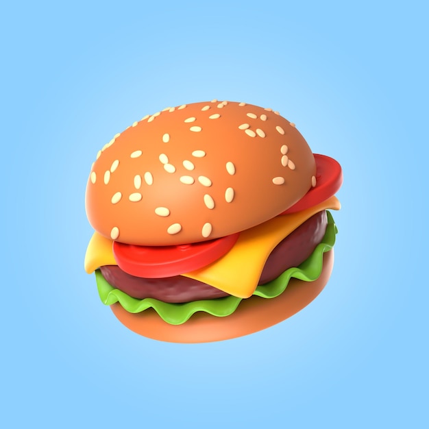 3d-weergave van heerlijke kaasburger