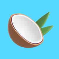 Gratis PSD 3d-weergave van heerlijke kokosnoot