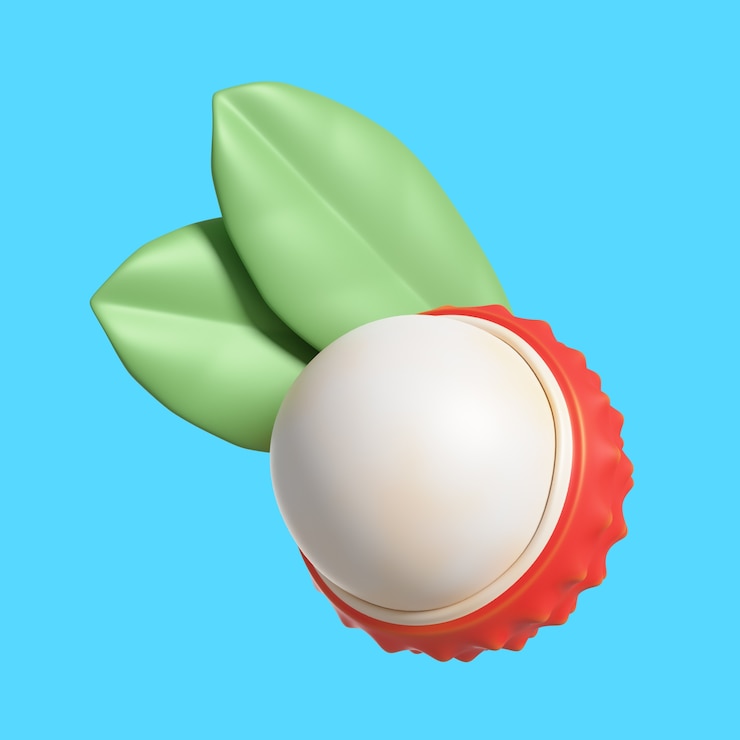 Gratis PSD 3d-weergave van heerlijke lychee