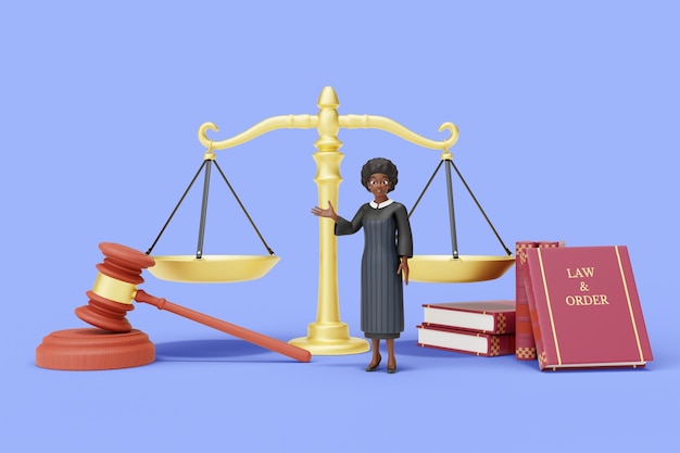 3D-weergave van het karakter van de rechter