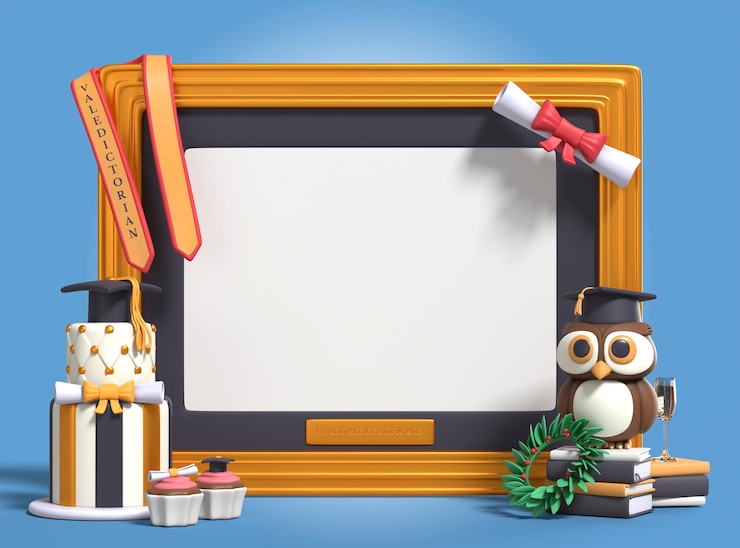 Gratis PSD 3d-weergave van het ontwerp van het afgestudeerde frame