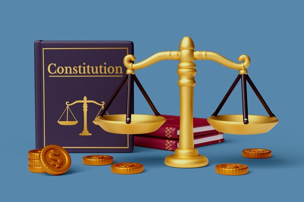 3D-weergave van Justitie stilleven achtergrond