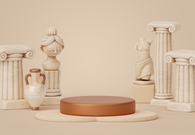 3D-weergave van oude Griekse podium achtergrond