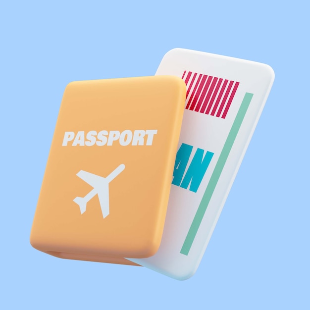 3d-weergave van paspoortreispictogram