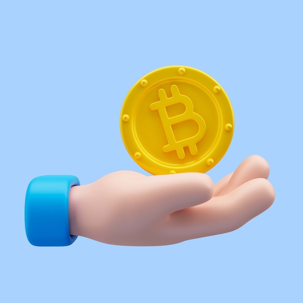 Gratis PSD 3d-weergave van pictogram voor bitcoin-inkomsten