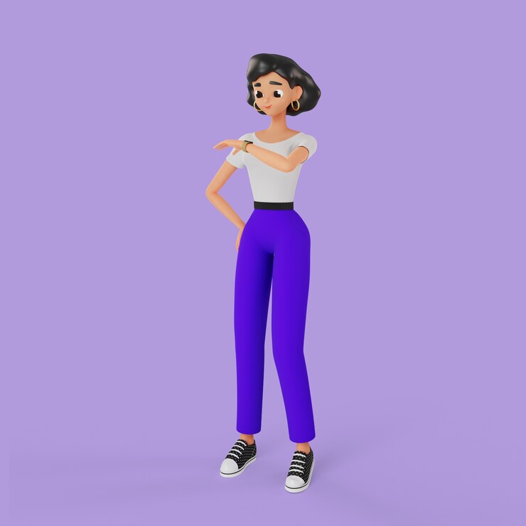 PSD Gratis 3d woman looking at watch