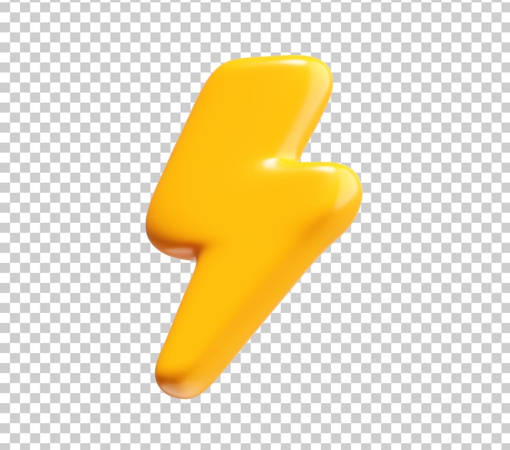 PSD Gratis 3d yellow lightning bolt icon