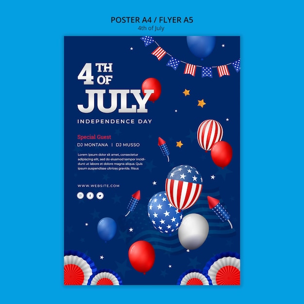 Gratis PSD 4 juli poster sjabloon