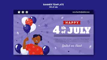 Gratis PSD 4 juli viering horizontale bannersjabloon