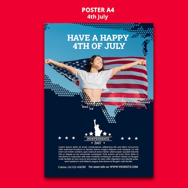 Gratis PSD 4 juli viering poster sjabloon