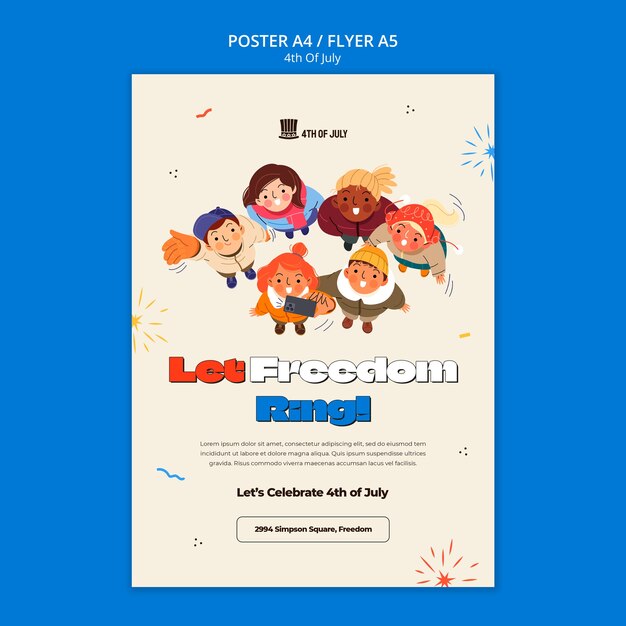 4 juli viering poster sjabloon