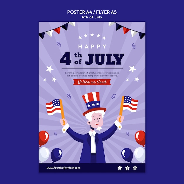 Gratis PSD 4 juli viering verticale postersjabloon