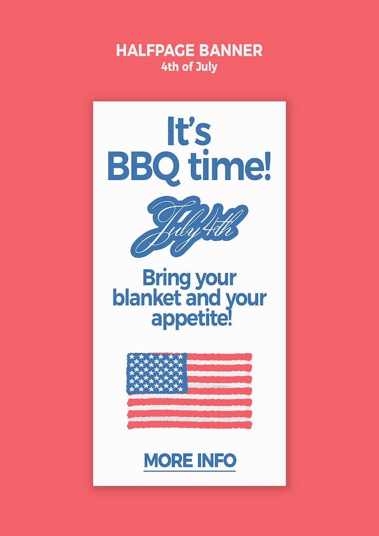 PSD gratuito 4 de julio bbq tiempo pancarta